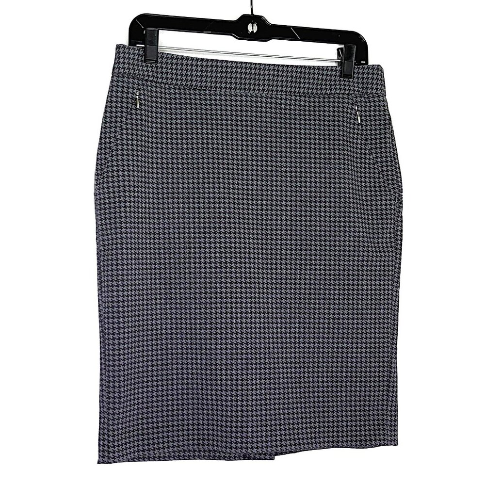 The Limited Black & Gray Houndstooth Skirt Straight Pencil Back Slit Career 10